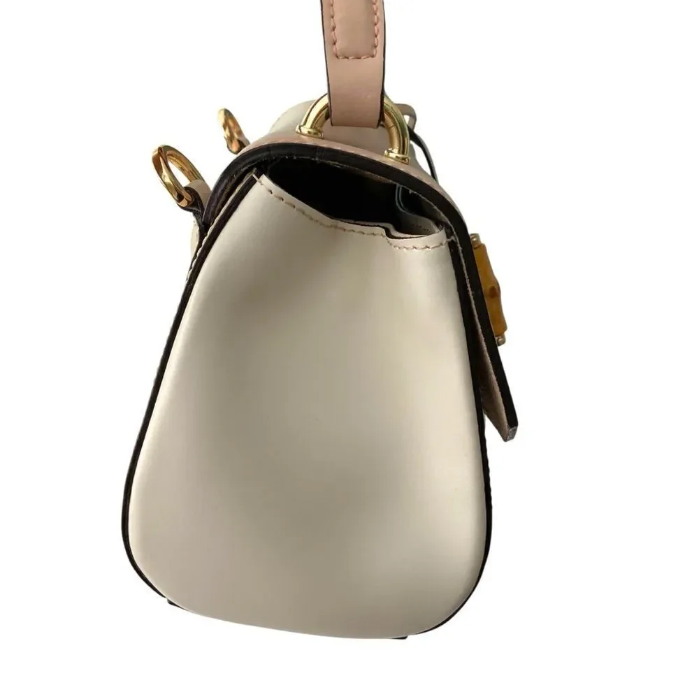 Roberta Prani Genuine Leather Made in Italy Elegant Pink and Cream Crossbody Bag